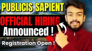 Publicis Sapient Biggest Hiring Announced ! OFF Campus Drive For 2025, 2024, 2023 Batch | Fresher