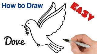 How to Draw a Dove with Olive Branch | Pigeon Drawing Easy Art Tutorial