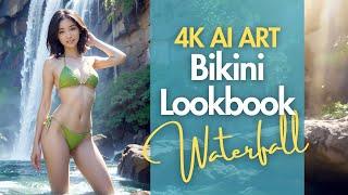 [4K AI ART] Bikini Lookbook at Tropical Waterfalls