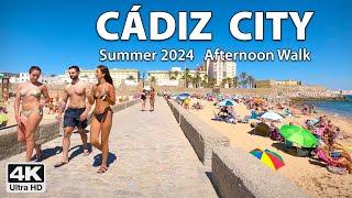 ️ Cádiz City Afternoon Walk Summer 2024 ️ 4K Virtual Walking Tour, Spain