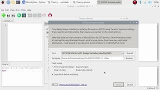 Install MicroPython on ESP32 using Thonny Python IDE, on Raspberry Pi.