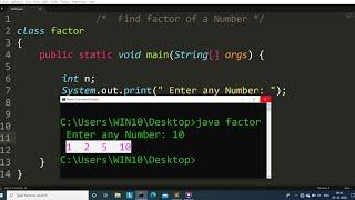 Java program to find factor of a Number | Learn Coding