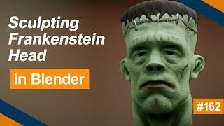 Sculpting Frankenstein Head in Blender - 162