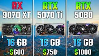 AMD RX 9070 XT vs RTX 5070 Ti vs RTX 5080 | Test in 7 Games