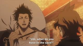 Yami Mocking Finral for asking a question, "Um, what's in the sack?"