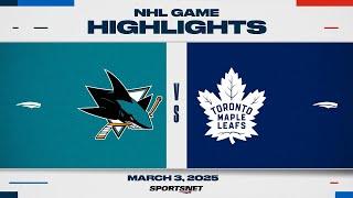 NHL Highlights | Sharks vs. Maple Leafs - March 3, 2025