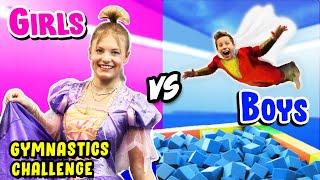BOYS VS GIRLS Gymnastics! Princess vs SuperHeroes NinjaKidzTV