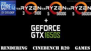 R5 5600X vs R5 5600G vs R3 3100 vs I3 10100F Feat Gtx 1650S