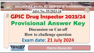 Answer key GPSC DI Gujarat drug inspector exam Answer key 21 July 2024 #gpsc #answerkey #gpscexam