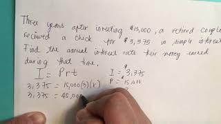Simple interest problem. Solve for annual rate.
