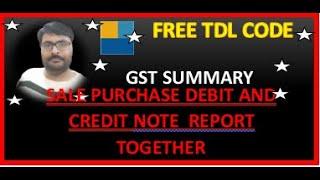 Tally TDL Free Code (GST Summary)