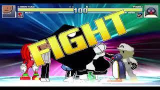 Mugen Battle Christian, Knuckles, Geometry Demon & Sans VS Pingu, SMG4, Omega Sanesss & Cactuar