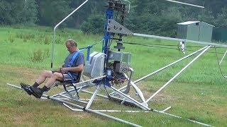 Homemade helicopter airplane with his hands