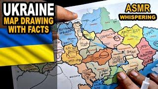 ASMR | Tracing UKRAINE map outline and regions contour with facts and secrets | Soft spoken  ASMR