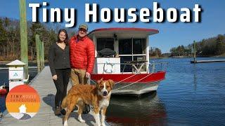 Couple live on renovated Tiny House Boat - 5 years & snowy winters!