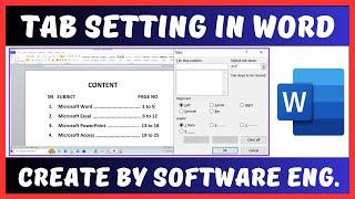 Tabs Setting in Microsoft Word in Hindi Language | Tab Setting in Ms Word | Tab Setting