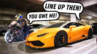 Turbo Lambo and BMW S1000RR Race for Cash! (L.A. Street Racing)