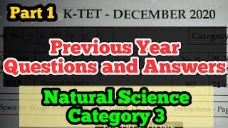 K TET Category 3 Natural Science Previous Year Question Paper December 2020