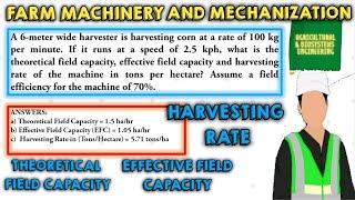 A 6-meter wide harvester is harvesting corn at a rate of 100 kg per minute. If it runs at a speed of