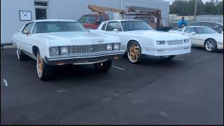 BACK TO BACK WHITE ON GOLD!! FIRST CAR SHOW 73 DONK 84 MONTE CARLO SS