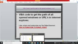 VBA code to get the URL or path of all opened windows or internet explorer (Shell function)