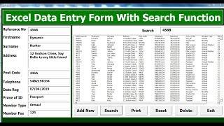How to Create Excel VBA Data Entry Form With Search Function using Userform - Full Tutorial