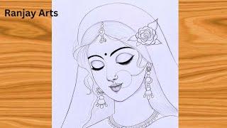 How To Draw Radha Rani Face-Outline Drawing