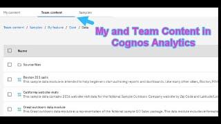 30  My and Team Content in Cognos Analytics