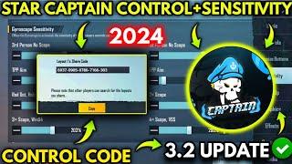 UPDATE 3.2 STAR CAPTAIN NEW BEST SENSITIVITY + CODE AND BASIC SETTING CONTROL PUBG MOBILE