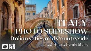 4K Italy Photo Screensaver | Rome, Tuscany, Venice, Florence, Italian Riviera Slideshow | 2.5 Hours