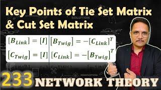 Essential Key Points on Tie Set and Cut Set Matrix