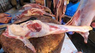 New Original Goat Meat Cutting And Selling Shop | Fastest Mutton Cutting Skills |