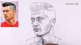 How To Draw Realistic face Robert Lewandowski || Lewandowski FC Barcelona #lewandowski