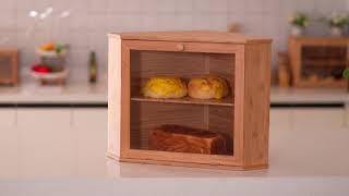 Bamboo Corner Bread Box Double Layers -Homekoko