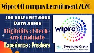 Wipro Off Campus Recruitment 2020 | Jobs in Wipro | Network Data Admin | B.Tech/Any Graduates