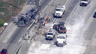 SB 5 Fwy remains shut down in Elysian Park after semitruck's spilled payload of fries