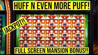 FULL SCREEN MANSION BONUS JACKPOT!! HUFF N EVEN MORE PUFF SLOT! HARD HAT EDITION!