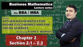 Ch 2: Linear Equations part 1/2  Applied Mathematics Frank Budnick (BBA, MBA Business Mathematics)