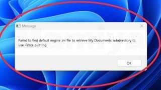 Pc Fix Failed to find default engine .ini file to retrieve My Documents subdirectory to use force..