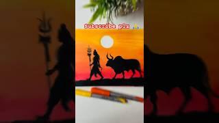 Mahadev and Nandi drawing, #shorts #art #drawing #mahadev #lordshiva #shivji #shortsfeed #shivratri