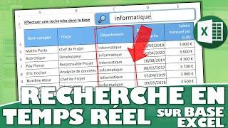 Comment effectuer une recherche en temps réel sur une base Excel, sans VBA ?