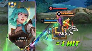 BEATRIX TOP 1 GLOBAL NEW BROKEN BUILD FOR SOLO RANK GAME!! TOTALLY ONE HIT ( must try) -MLBB