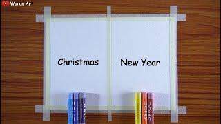 How to draw Christmas and New Year | Easy drawing for Christmas and New Year | Oil pastel Drawing