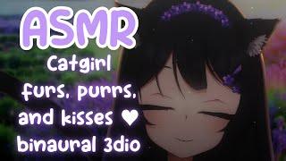 [ASMR] Catgirl brushes you with furs, purrs, and kisses  purring & kisses | binaural 3dio