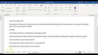 Word-Module 1: Wash Your Hands