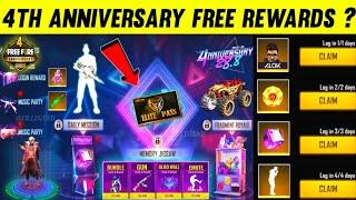 FREE FIRE 4TH ANNIVERSARY EVENT CALENDAR | HOW TO CLAIM 4TH ANNIVERSARY FREE REWARDS |  FF NEW EVENT