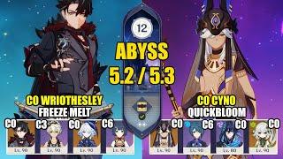 C0 Wriothesley Freeze Melt & C0 Cyno Quickbloom | Spiral Abyss 5.2 / 5.3 | Genshin Impact 【原神】