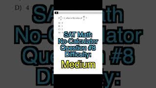 SAT Math Practice No-Calculator #8 Difficulty: Medium (SAT Practice Test #1)... #shorts