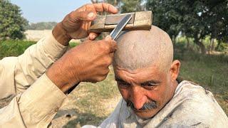 ASMR Amazing Old Man ‍ Head Shaving With Barber Old [ASMR SHAMS]