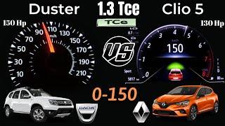 Duster 1.3 Tce VS Clio 5 1.3 Tce 0-150 Hız Testi Accleration Battle inceleme  speed